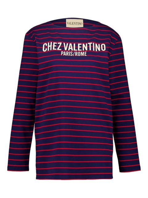 Valentino Garavani striped logo-print T-shirt - Blue - zdjęcie produktu nr 1