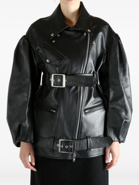 Simone Rocha belted leather jacket - Black - zdjęcie produktu nr 2