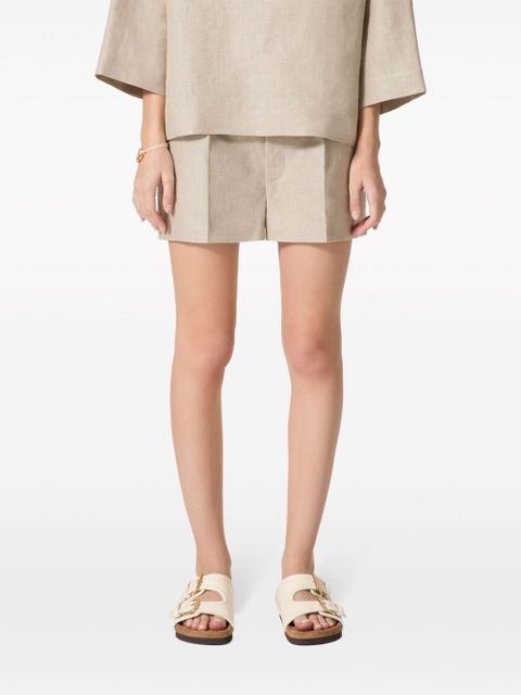 Valentino Garavani pleated linen shorts - Neutrals