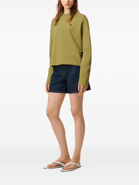 AMI Paris Ami De Coeur cropped embroidered sweatshirt - Green - zdjęcie produktu nr 2
