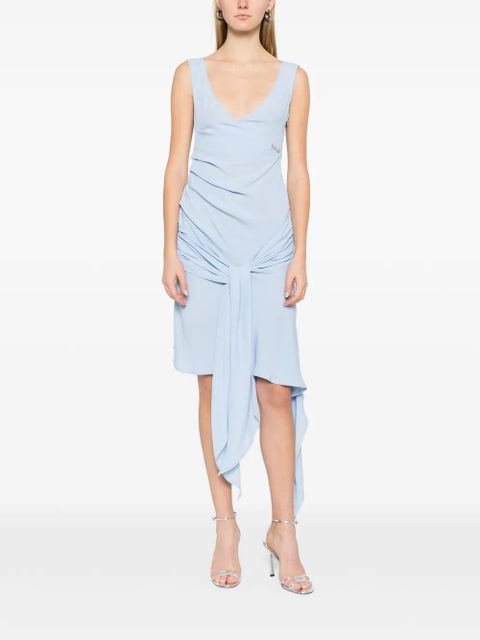 The Attico V-neck draped mini dress - Blue