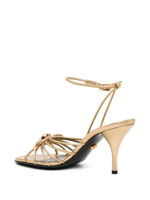 Versace strap knot heeled sandals - Gold