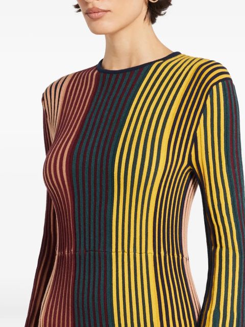 Simon Miller Celia striped long-sleeve midi dress - Brown