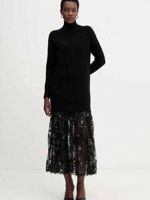 ERMANNO Firenze sukienka z dodatkiem wełny kolor czarny maxi prosta 57TQ013E56