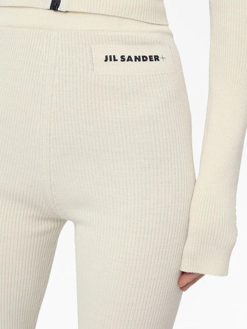 Jil Sander logo-patch knitted leggings - Neutrals