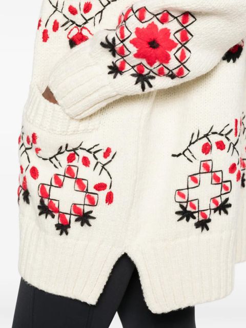 Moncler Grenoble floral-detail cardigan - Neutrals