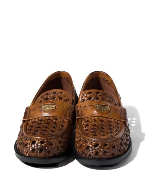 Miu Miu woven leather loafers - Brown