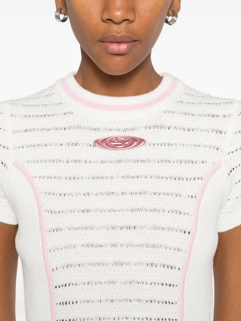 Casablanca trim knit top - White