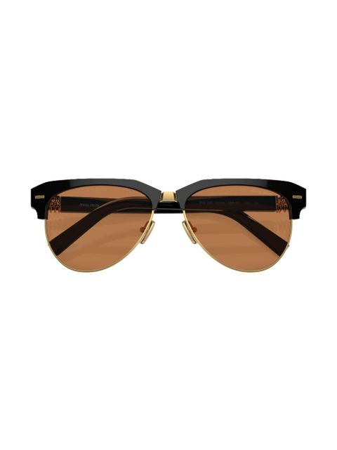 Miu Miu Eyewear logo-lettering navigator-frame sunglasses - Black - zdjęcie produktu nr 2
