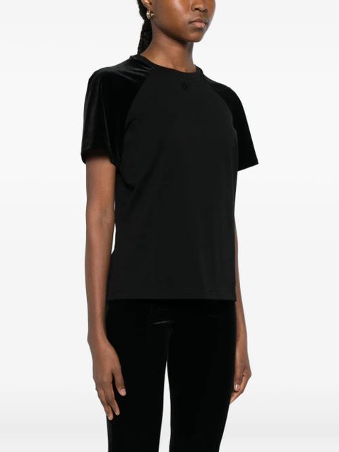 Maje velvet-panel T-shirt - Green