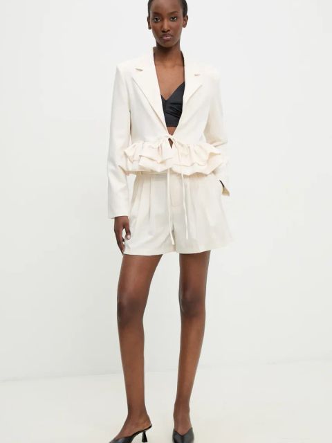 Answear.LAB marynarka kolor beżowy niezapinana gładka