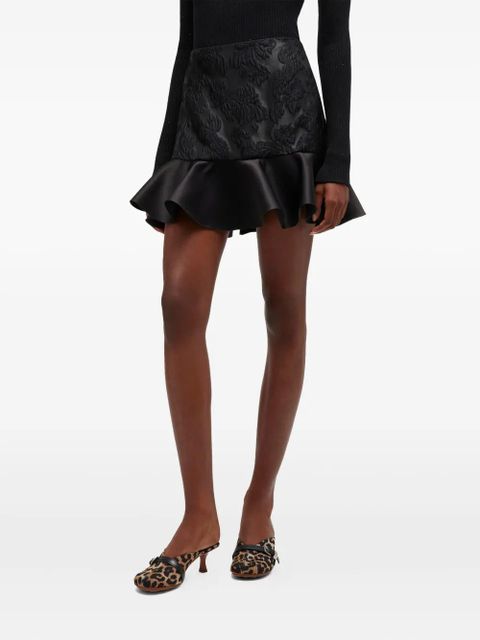 GANNI floral ruffled mini skirt - Black