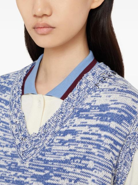 Marni v-neck ribbed T-shirt - Blue