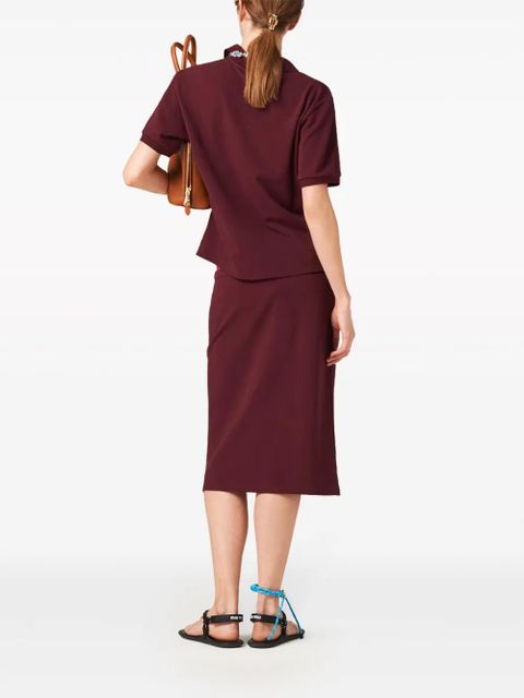Miu Miu logo-embroidered piqué skirt