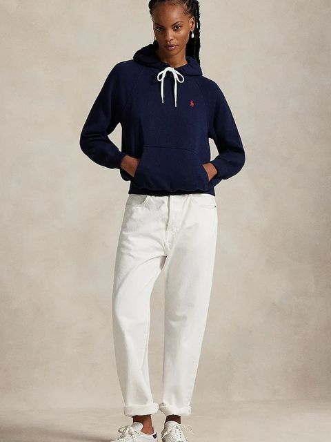 Polo Ralph Lauren bluza damska kolor granatowy z kapturem melanżowa 211971691