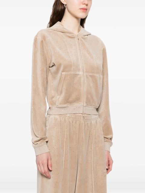 Alexander Wang crystal-embellished zipped hoodie - Neutrals