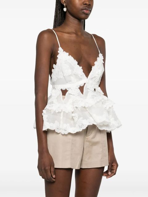 ZIMMERMANN crush-lace tiered top - White