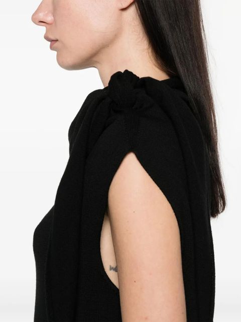 Jil Sander fine knit draped-detailed midi dress - Black