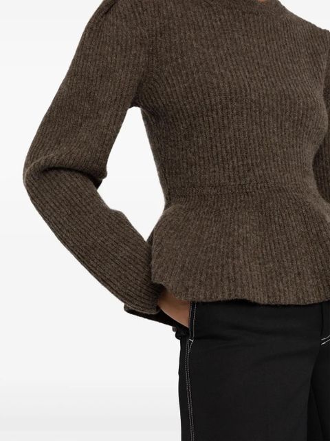LEMAIRE ribbed-knit peplum-hem jumper - Brown
