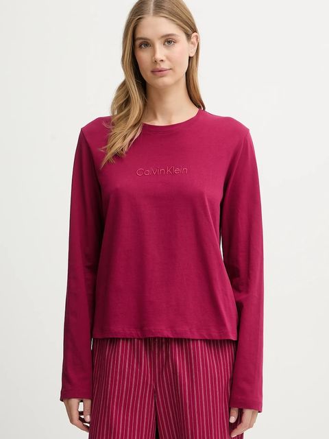 Calvin Klein Underwear piżama bawełniana damska kolor bordowy bawełniana LV00QS7578