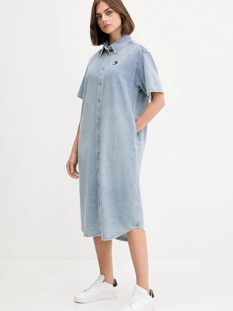 Tommy Jeans sukienka jeansowa kolor niebieski mini rozkloszowana DW0DW21205