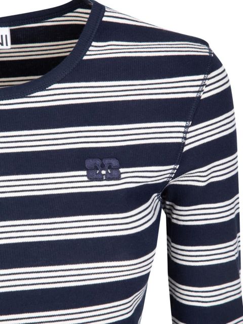 GANNI striped long-sleeve T-shirt - Blue