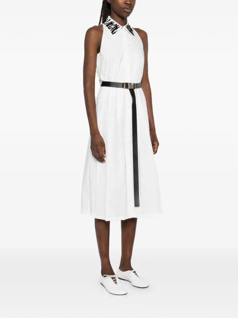 Max Mara zebra-collared midi dress - White