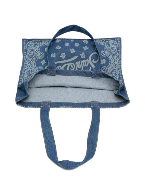 MC2 Saint Barth Paisley-print logo-print tote bag - Blue