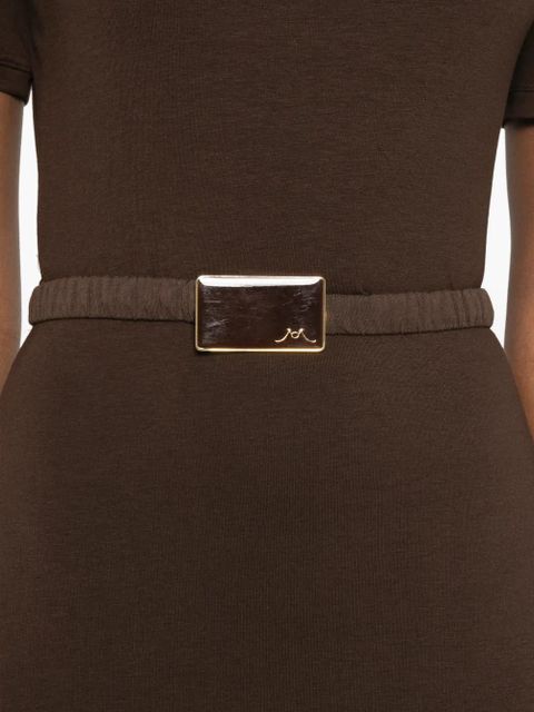 Rowen Rose pleated collared midi dress - Brown