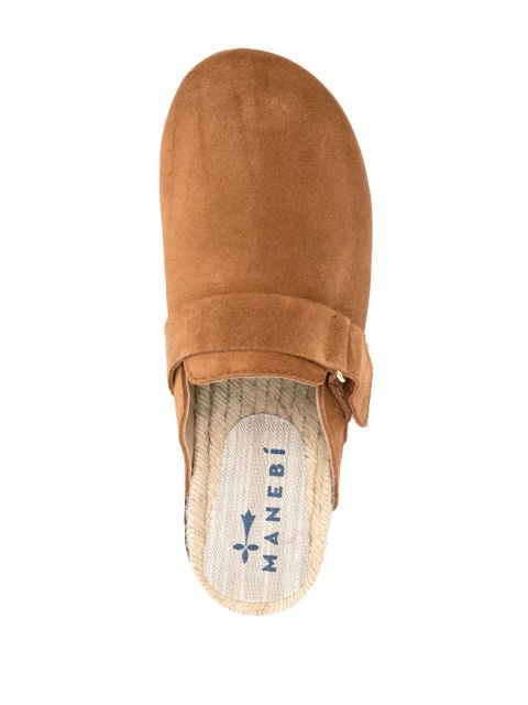 Manebi Hamptons leather flat mules - Brown