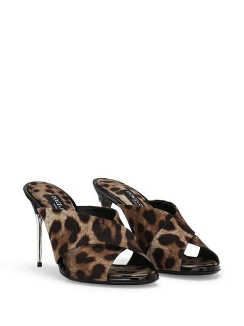 Dolce & Gabbana 85mm Keira leopard-print sandals - Brown
