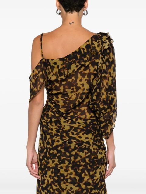 Christopher Esber ruffle-trimmed drape top - Brown