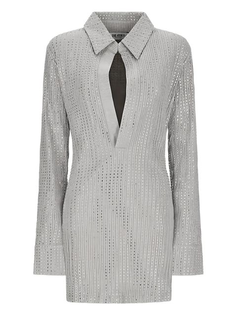 The Attico crystal-embellished collared mini dress - Grey - zdjęcie produktu nr 1