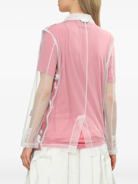 Comme Des Garçons printed sheer blazer - White