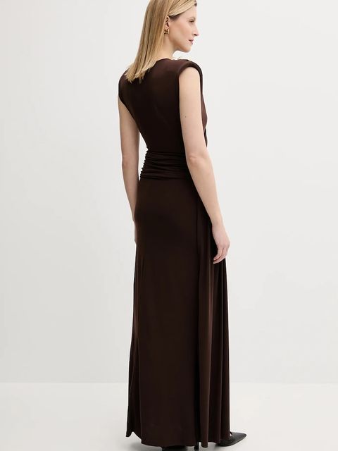 Answear.LAB sukienka kolor brązowy maxi prosta