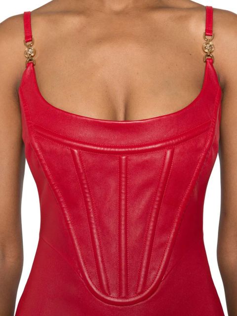 Versace Medusa '95 corset leather midi dress - Red