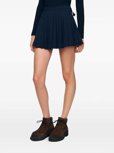 SANDRO pleated buckle-fastening mini skirt - Blue