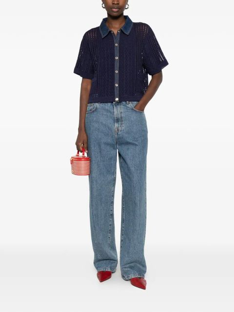 SANDRO openwork collared shirt - Blue - zdjęcie produktu nr 2