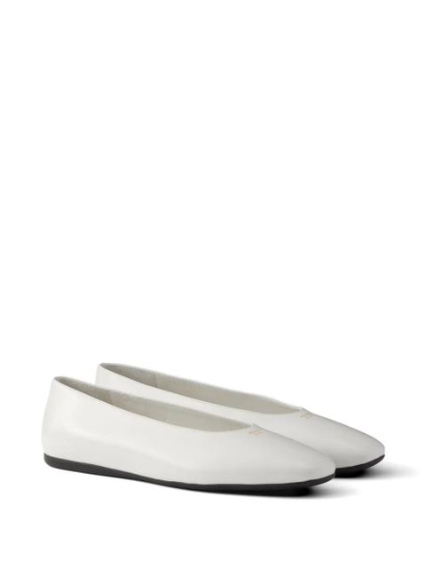 Prada brushed leather ballerinas - White