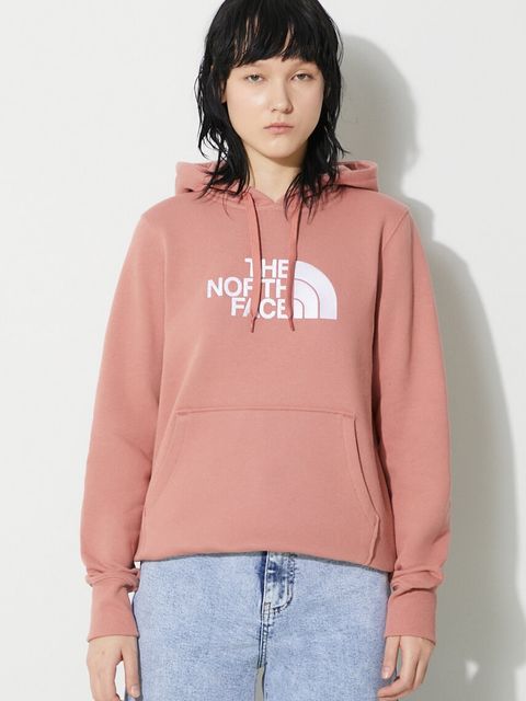 The North Face bluza bawełniana W Drew Peak Pullover Hoodie damska kolor pomarańczowy z kapturem NF0A55ECNXQ1 - zdjęcie produktu nr 1