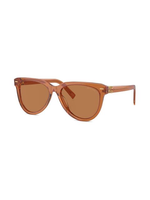 Miu Miu Eyewear logo-lettering sunglasses - Brown - zdjęcie produktu nr 2