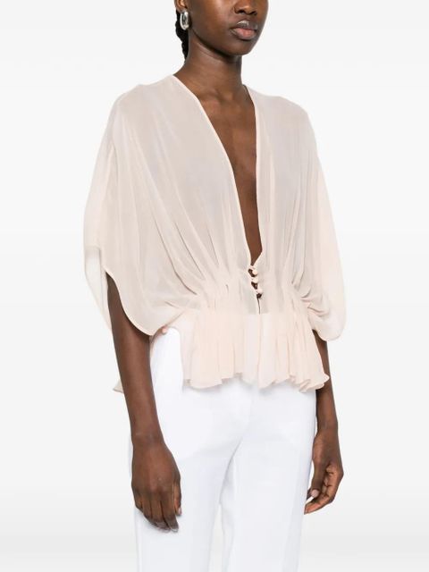 Max Mara buttoned ruffled top - Pink - zdjęcie produktu nr 2