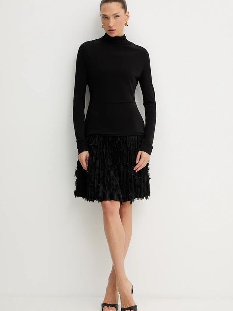 BOSS sukienka kolor czarny mini rozkloszowana 50548115