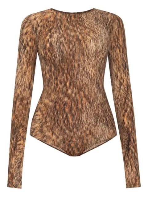 MM6 Maison Margiela animal-print bodysuit - Brown - zdjęcie produktu nr 1