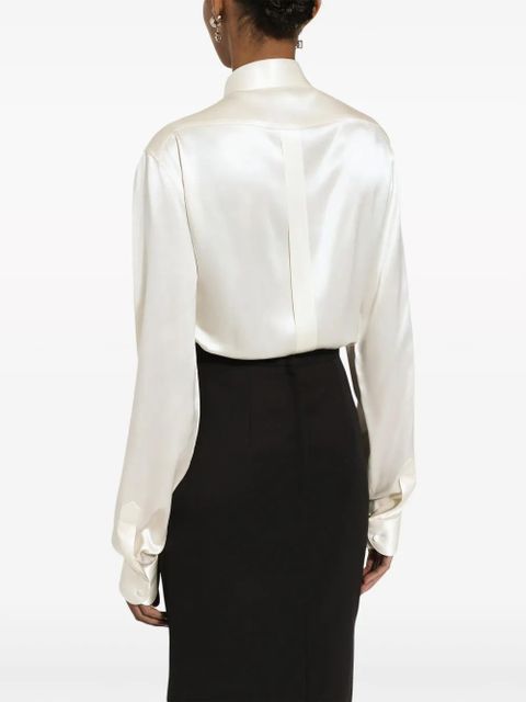 Dolce & Gabbana bib-detailed silk shirt - White