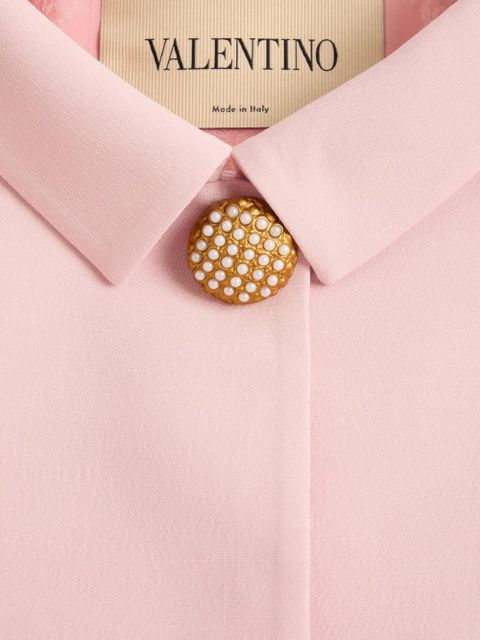 Valentino Garavani button-embellished feather-trim jacket - Pink