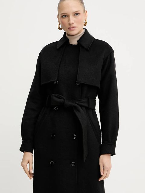 Silvian Heach płaszcz z wełną GONZALEZ kolor czarny GPA25162CP