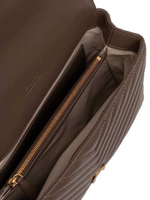 PINKO chevron logo-buckle crossbody bag - Brown