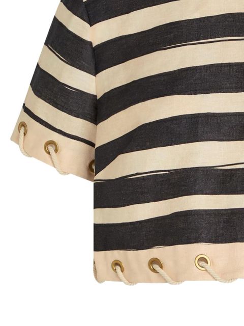 ZIMMERMANN Rebellion striped eyelet-detail top - Black - zdjęcie produktu nr 2