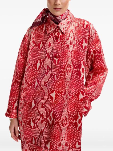 Essentiel Antwerp snake-print shirt mini dress - Red